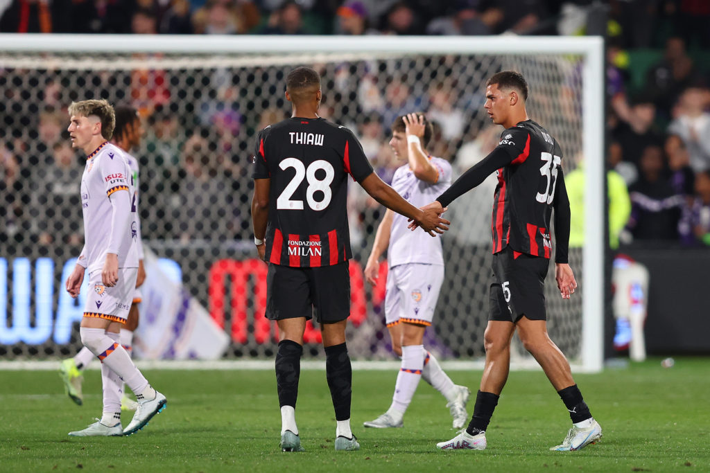 Malick Thiaw in action during a friendly between Perth Glory and AC Milan.