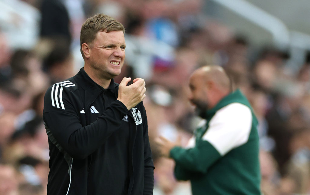 Eddie Howe reacts during Newcastle United's pre-season game against Espanyol.