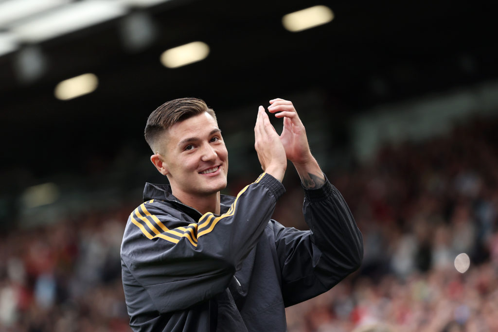 Benjamin Sesko is unveiled as a Manchester United player at Old Trafford.