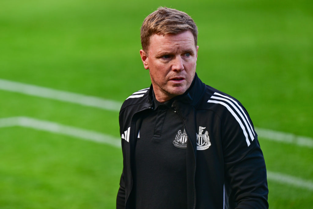 Eddie Howe looks on during a game between Newcastle United and Atletico Madrid.