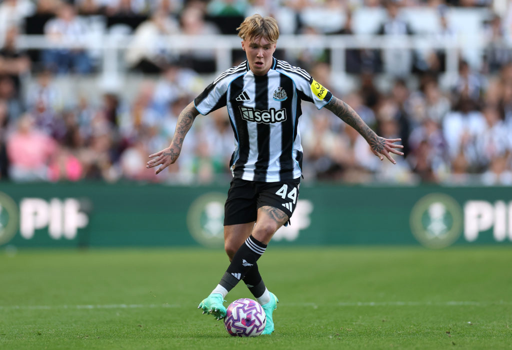 Alfie Harrison with the ball during a friendly between Newcastle United and Atletico Madrid.