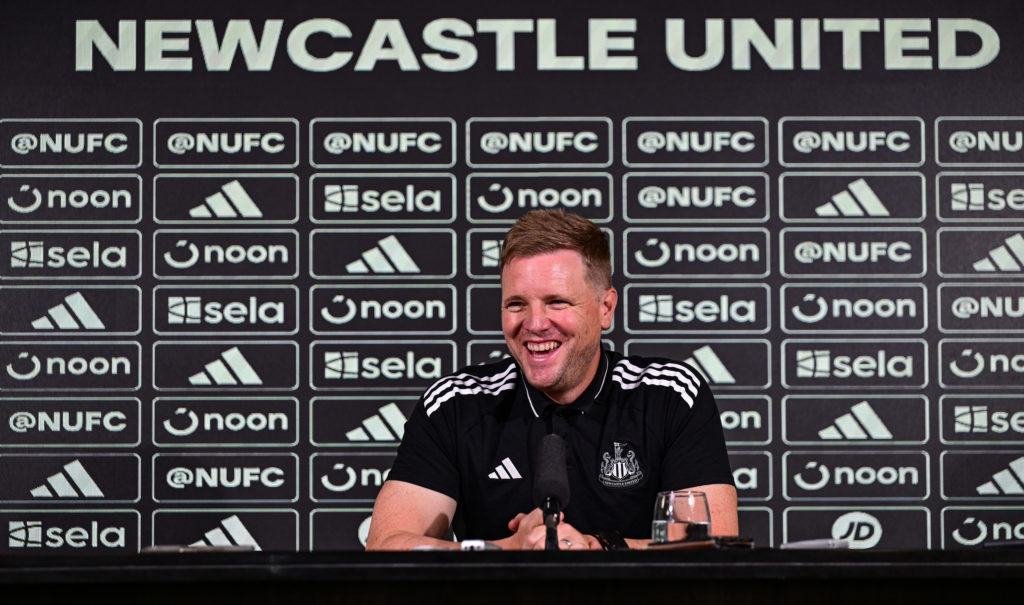 Eddie Howe takes part in a Newcastle United Press Conference