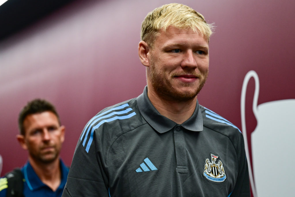 Aaron Ramsdale arrives at Villa Park ahead of a Premier League game between Aston Villa and Newcastle United.