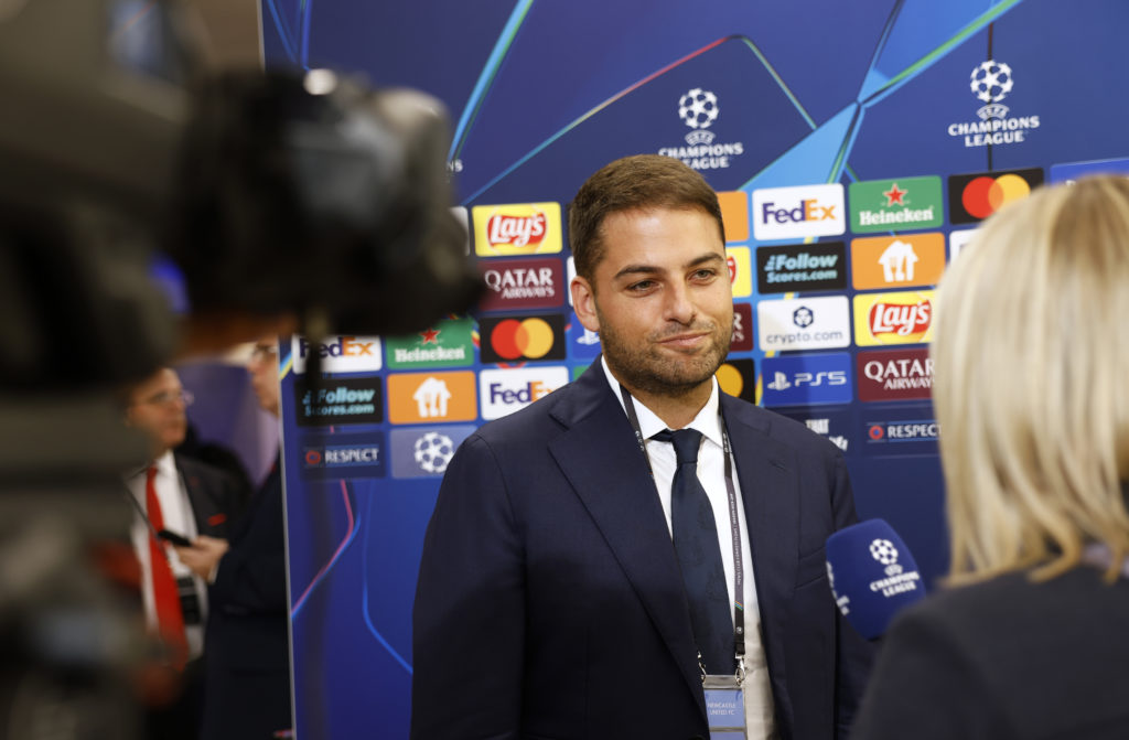 Jamie Reuben is interviewed after the UEFA Champions League 2025/26 League Phase Draw