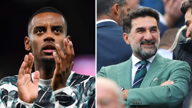 Alexander Isak claps the Newcastle United fans, Newcastle United chairman Yasir Al-Rumayyan at St James' Park.