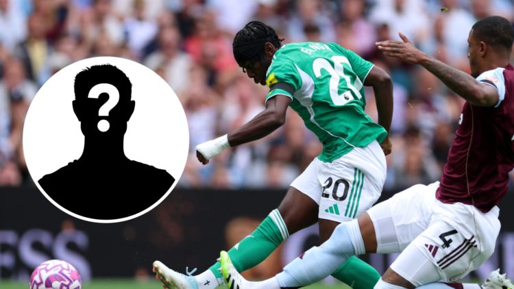 Anthony Elanga takes a shot on his Newcastle United debut, mystery player