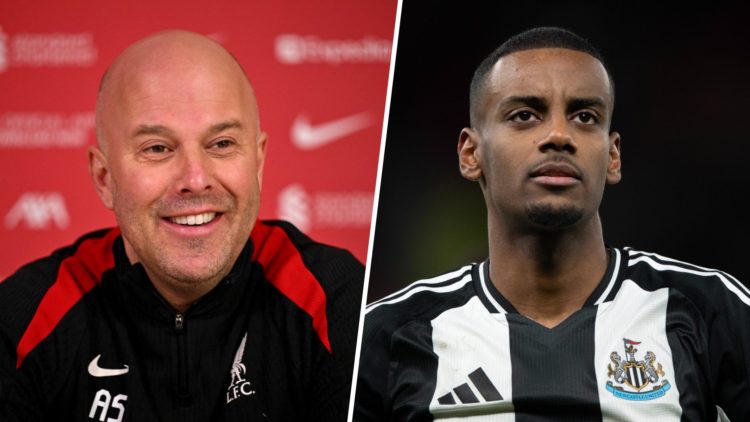 Liverpool manager Arne Slot speaks to the media, Alexander Isak playing for Newcastle United.