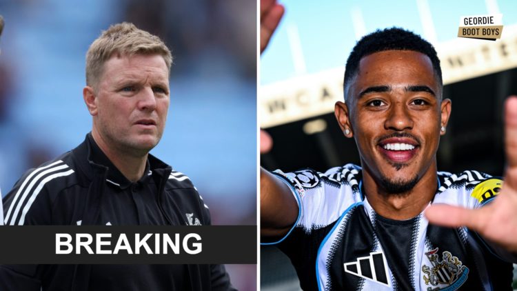 Newcastle United manager Eddie Howe looks on, Jacob Ramsey is unveiled as a Newcastle United player