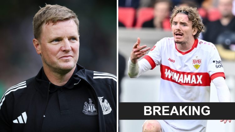 Eddie Howe managing Newcastle United, Nick Woltemade playing for Stuttgart.