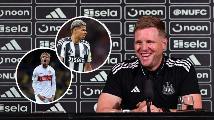 Eddie Howe addresses the media, Will Osula in action for Newcastle United, Nick Woltemade celebrates scoring for Stuttgart