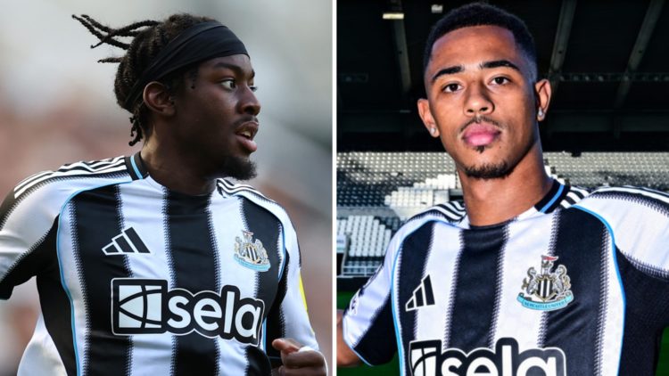 Anthony Elanga playing for Newcastle United. Jacob Ramsey is presented as a Newcastle United player.