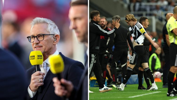 Gary Lineker presents an FA Cup game for BBC Sport, Anthony Gordon is sent off for Newcastle United.