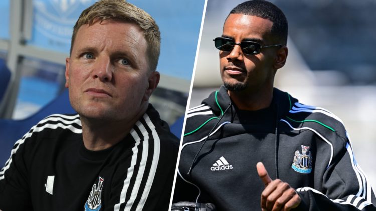 Eddie Howe seen before Team K-League play Newcastle United. Alexande Isak arrives at St James' Park.