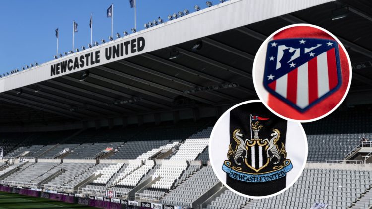 A view of the East Stand at St James' Park before a Premier League game between Newcastle United and Brentford. Inset: the Newcastle United and Atl...
