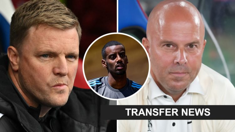 Newcastle United manager Eddie Howe seen before a Premier League game. Liverpool FC head coach on the bench before a pre-season friendly. Inset, Al...