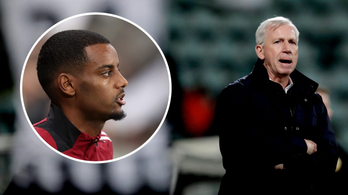 Alan Pardew managing ADO Den Hag. Inset, Alexander Isak warms up for Newcastle United.