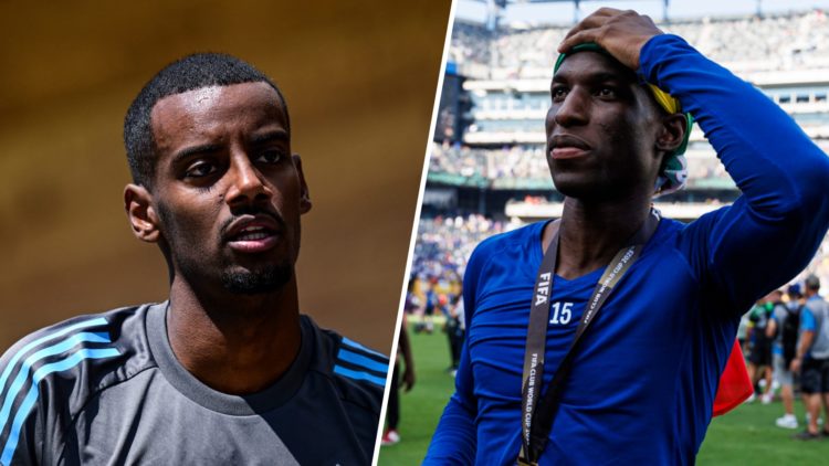 Alexander Isak takes part in a Newcastle United training session in pre-season. Nicolas Jackson looks on after Chelsea beat PSG in the Club World C...