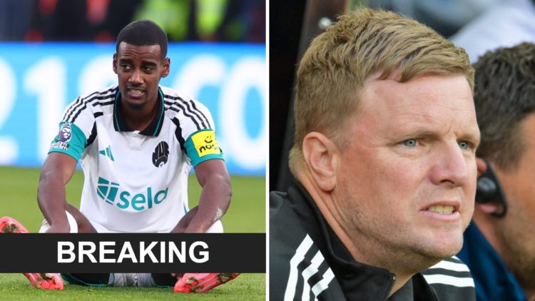 Alexander Isak suffers an injury playing for Newcastle United, Eddie Howe looks on during a Newcastle United friendly.