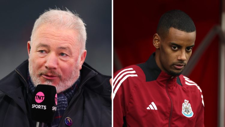 Ally McCoist doing punditry, Alexander Isak warming up for Newcastle United.