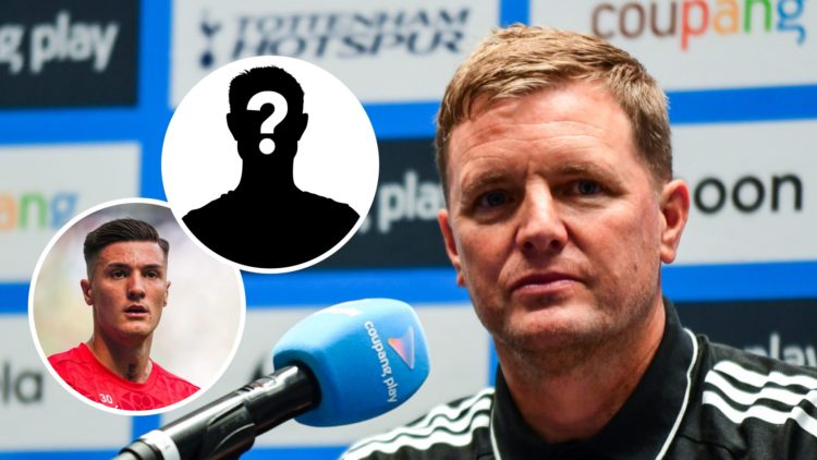 Eddie Howe speaks to the media during Newcastle United's pre-season tour, Benjamin Sesko warms up for RB Leipzig, mystery player