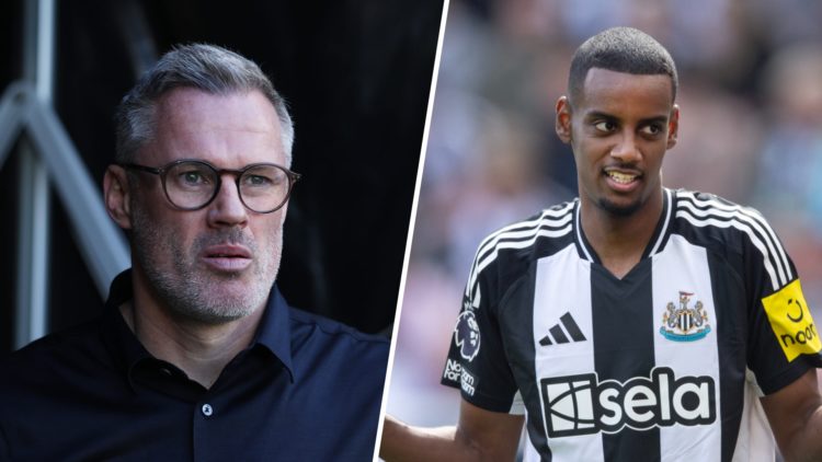 Jamie Carragher doing punditry, Alexander Isak playing for Newcastle United