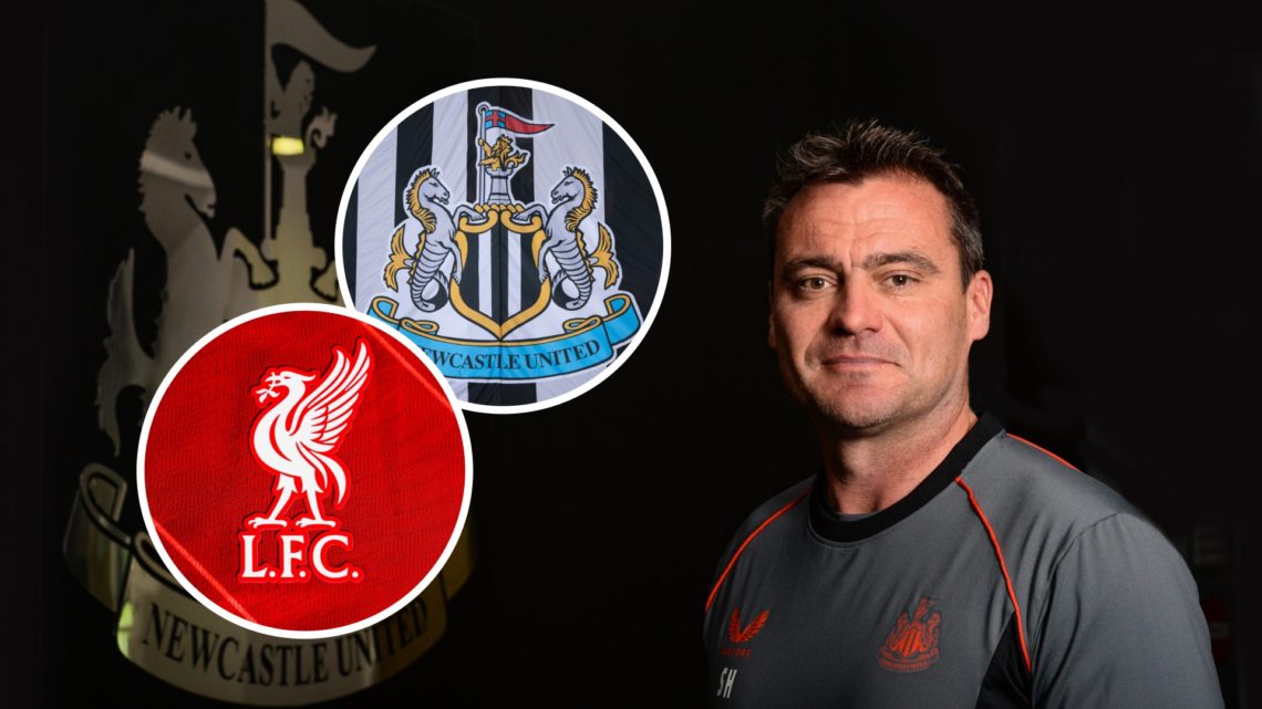Steve Harper Named Permanent Academy Manager at Newcastle United. Inset: the Newcastle United and Liverpool badges.