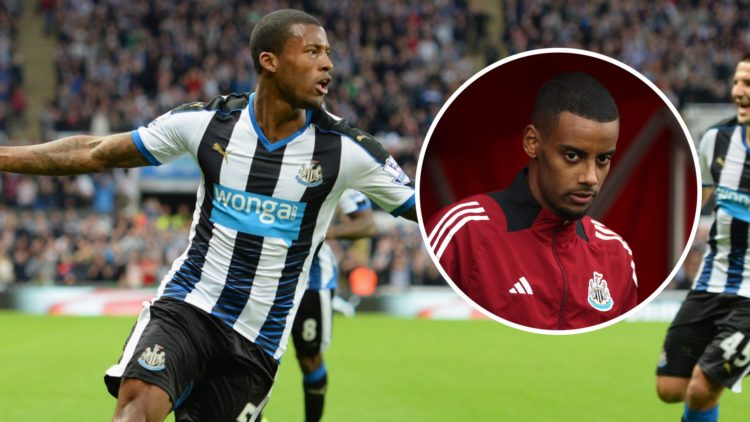 Georginio Wijnaldum celebrates after scoring in a Premier LEague game between Newcastle United and Chelsea. Inset: Newcastle United player Alexande...