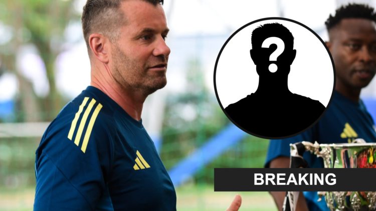 Newcastle United Legend Shay Given visit Singapore FA Youth Teams. Inset: a mystery player and a breaking news banner