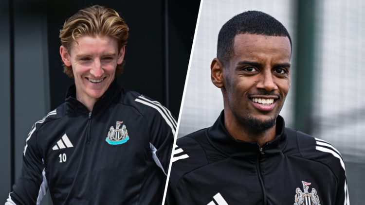 Anthony Gordon in Newcastle United training. Alexander Isak in Newcastle United training.
