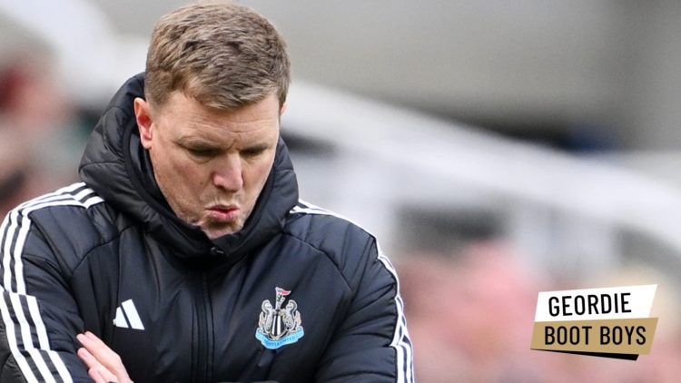 Eddie Howe reacts during a Newcastle United game.