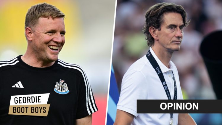 Eddie Howe before Newcastle United play Team K-League in pre-season. Thomas Frank looks dejected after Tottenham lose the UEFA Super Cup final.