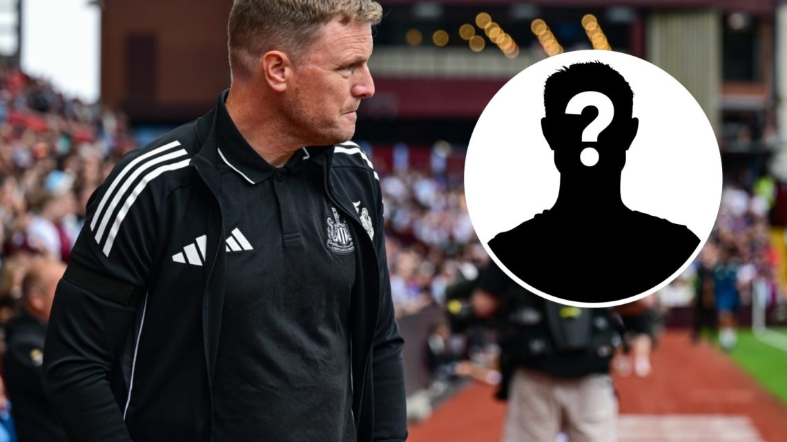 Eddie Howe looks on during the Premier League match between Aston Villa and Newcastle United. Inset: a mystery player.