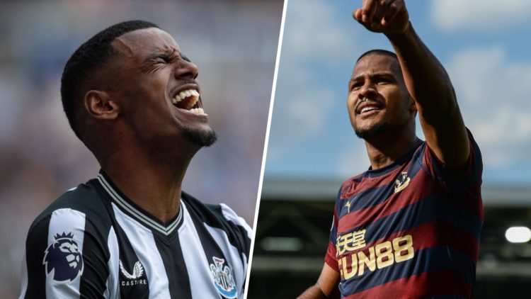 Alexander Isak of Newcastle United reacts during the Premier League match between Newcastle United and Tottenham Hotspur. Salomon Rondon celebrates...