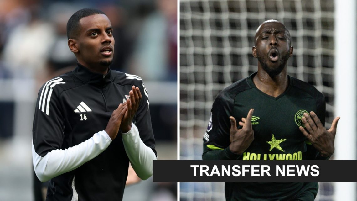 Alexander Isak warms up ahead of a Premier League game between Newcastle United and Everton. Yoane Wissa celebrates after scoring for Brentford aga...