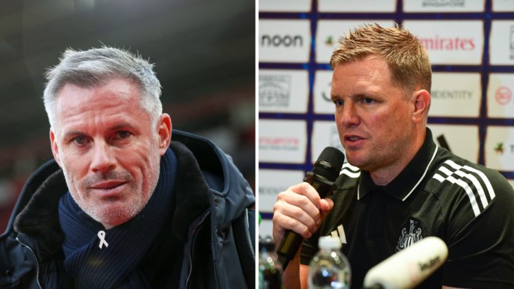 Jamie Carragher arrives before doing punditry, Newcastle United manager Eddie Howe addresses the media