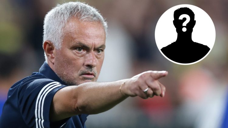 Jose Mourinho managing Fenerbahce against Feyenoord. Inset, mystery person graphic.