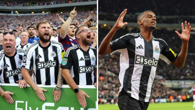 Newcastle United fans. Alexander Isak playing for Newcastle United.