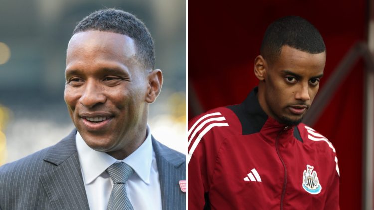 Shaka Hislop inside St James' Park, Alexander Isak warms up for Newcastle United