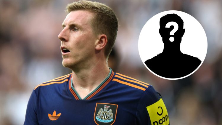 Matt Targett playing in a pre-season friendly for Newcastle United. Inset: a mystery player