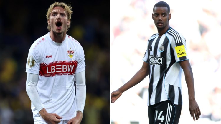 Nick Woltemade. Alexander Isak playing for Newcastle United.