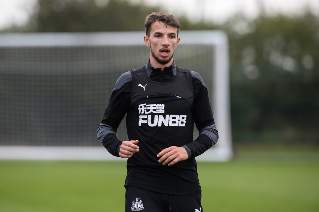 Dan Barlaser looks on during a Newcastle United Training Session