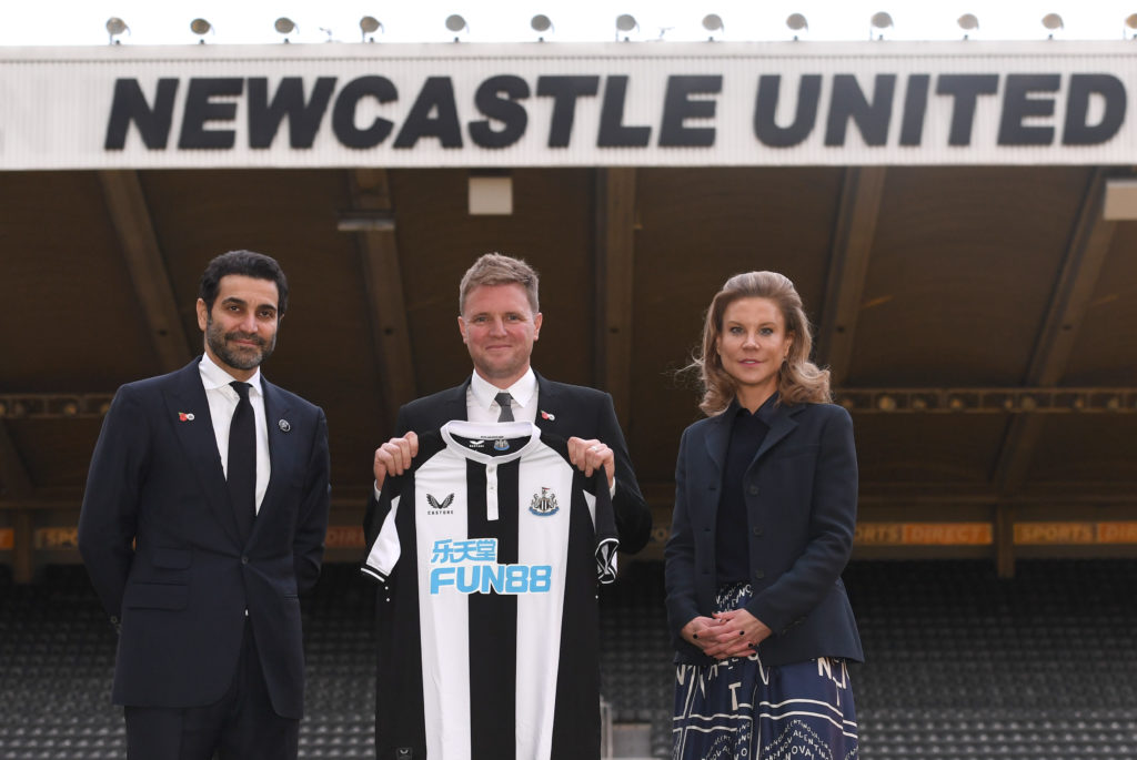 Eddie Howe is unveiled as Newcastle United manager alongside Amanda Staveley and Mehrdad Ghodoussi.
