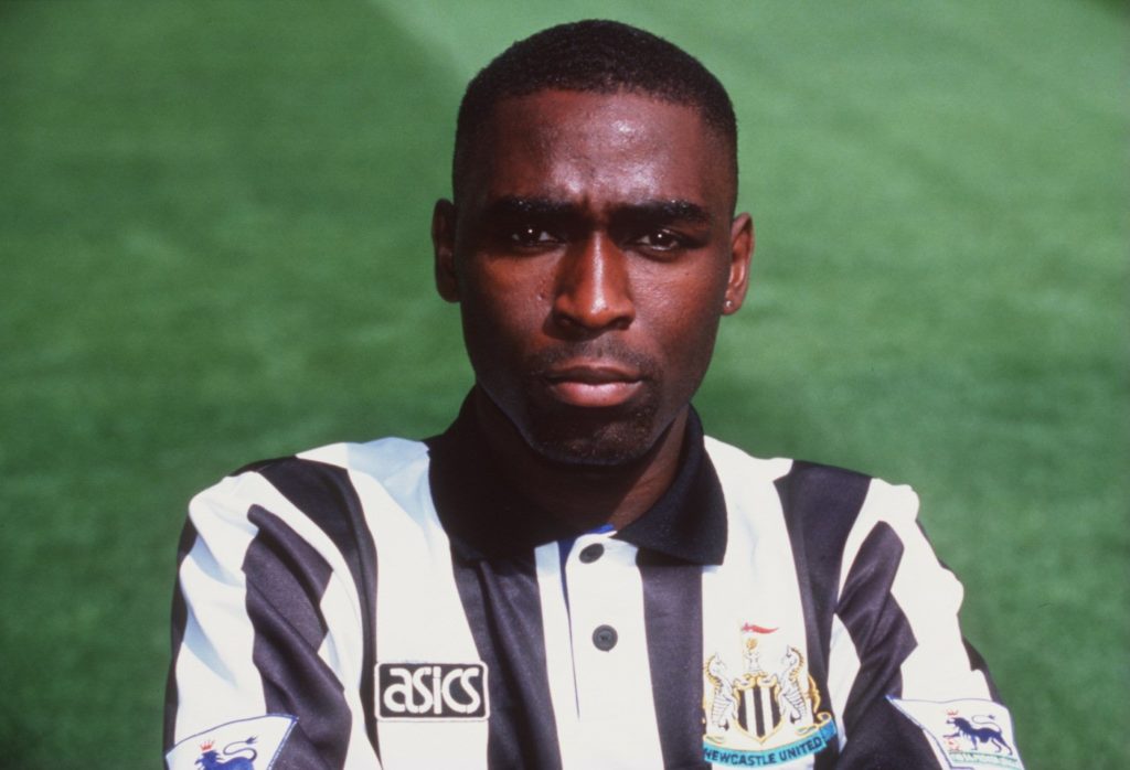 Andy Cole during a Newcastle United photoshoot in 1994.