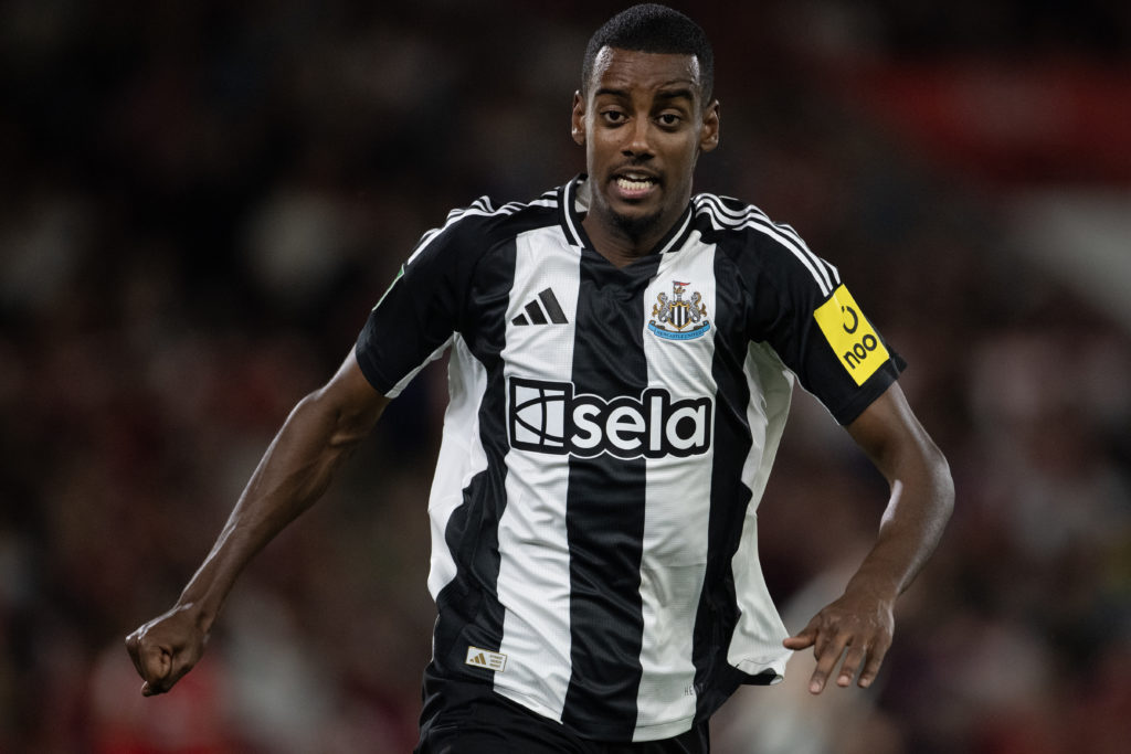 Alexander Isak in action during a Carabao Cup game between Nottingham Forest and Newcastle United.