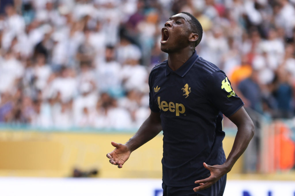 Randal Kolo Muani shouts during a Club World Cup game between Real Madrid and Juventus.