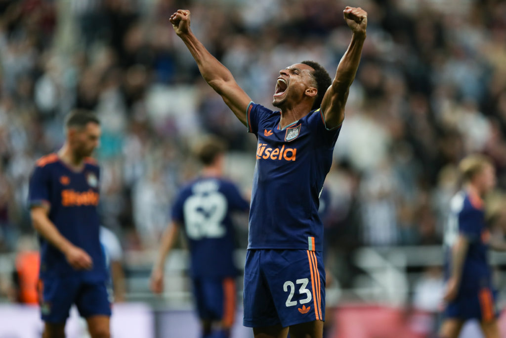 Jacob Murphy celebrates after a goal in a friendly between Newcastle United and Espanyol.