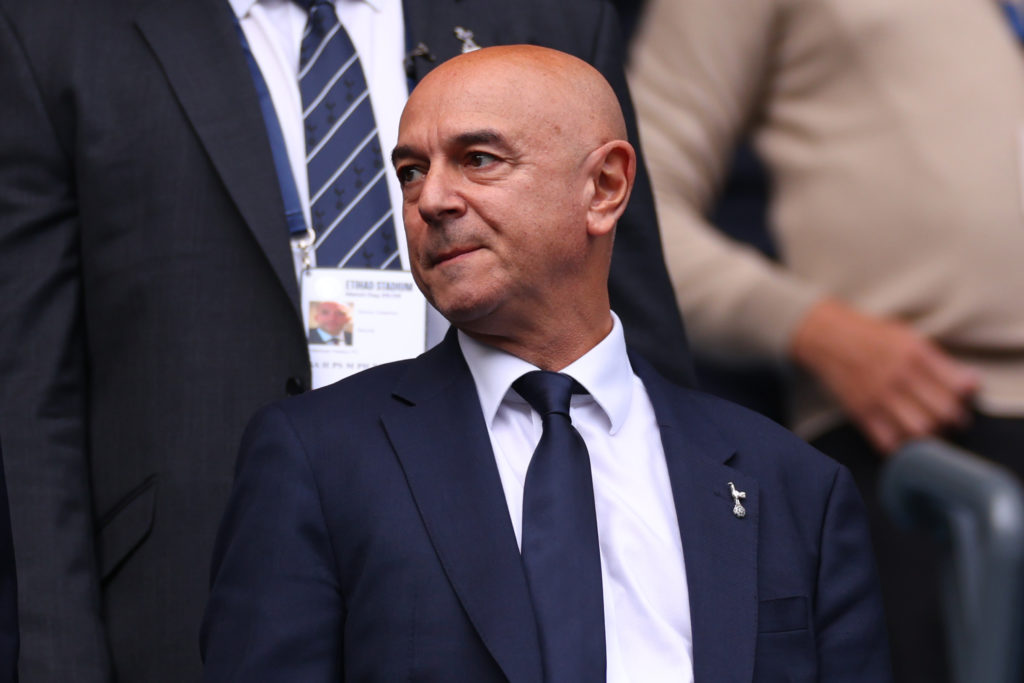 Daniel Levy looks on during a Premier League game between Manchester City and Tottenham Hotspur.