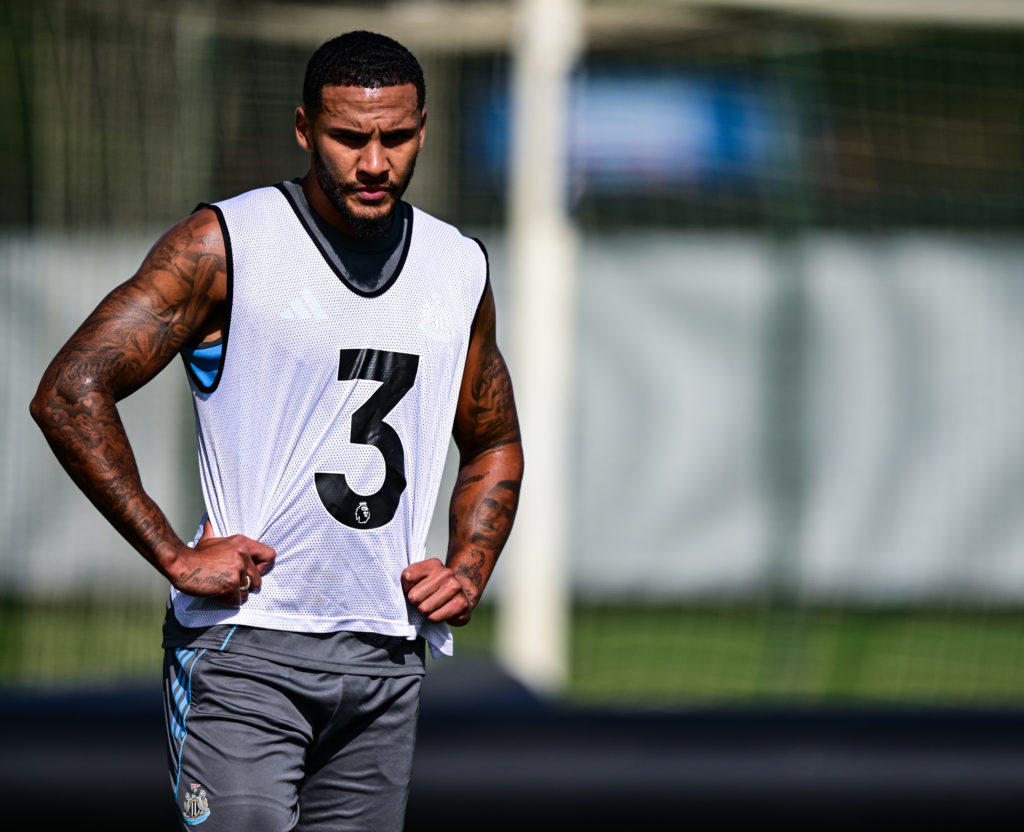 Jamaal Lascelles looks on during a Newcastle United Training Session