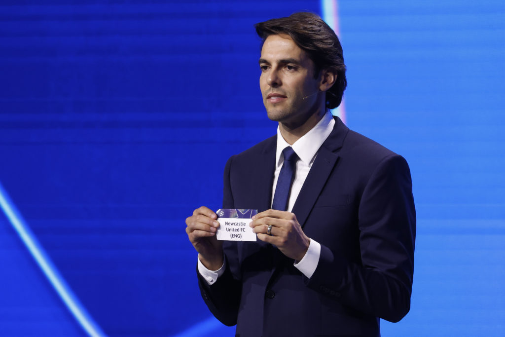 Kaka draws Newcastle United in the Champions League draw.