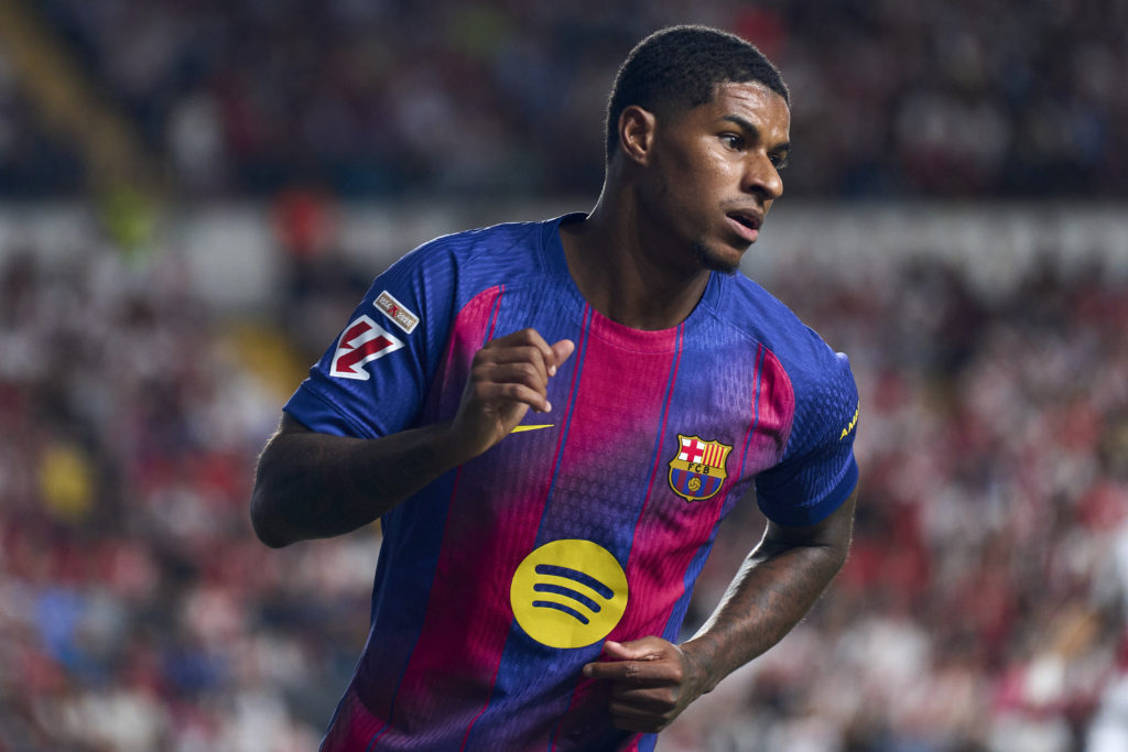 Marcu Rashford playing for FC Barcelona in La Liga.
